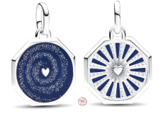 Charm Sterlingové stříbro 925 Galaxie srdce - Mini medailon, přívěsek na náramek vesmír