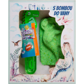 Bohemia Gifts Dino šumivá koule do koupele 80 g + bublifuk 30 ml, kosmetická sada pro děti