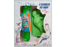 Bohemia Gifts Dino šumivá koule do koupele 80 g + bublifuk 30 ml, kosmetická sada pro děti