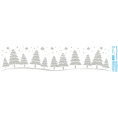 Arch Vánoční samolepka, okenní fólie bez lepidla Stříbrné stromky 50 x 12 cm