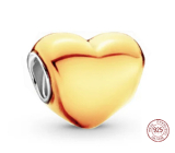 Charm Sterlingové stříbro 925 Metalické žluté srdce, korálek na náramek, láska