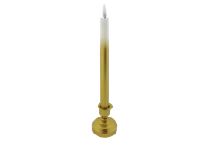 Svíčka LED dlouhá na podstavci bílo - zlatá 25,5 cm