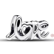 Charm Sterlingové stříbro 925 Ručně psaná láska, korálek na náramek láska