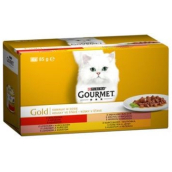 Gourmet Gold Multipack hovězí, krůta, losos, kuře konzerva pro dospělé kočky 4 x 85 g