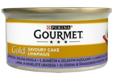 Gourmet Gold Savoury Cake hrubá paštika jehněčí a zelené fazolky konzerva pro dospělé kočky 85 g