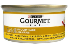 Gourmet Gold Savoury Cake hrubá paštika s kuřecím a mrkví konzerva pro dospělé kočky 85 g