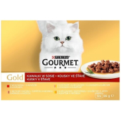 Gourmet Gold Multipack hovězí, krůta, kachna, kuře, játra, losos konzerva pro dospělé kočky 12 x 85 g