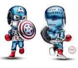 Charm Sterlingové stříbro 925 Marvel The Avengers Captain America, korálek na náramek, film