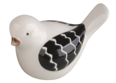 Ptáček s černými křídly z keramiky na postavení 8 x 5,5 x 5,5 cm