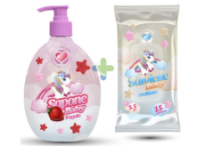 Setablu Fragola Jednorožec dětské tekuté mýdlo 500 ml + vlhčené ubrousky 15 kusů, kosmetická sada