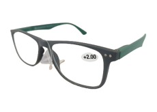Berkeley Čtecí dioptrické brýle +2 plast šedé, zelené postranice 1 kus MC2268