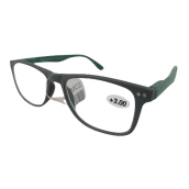 Berkeley Čtecí dioptrické brýle +3 plast šedé, zelené postranice 1 kus MC2268