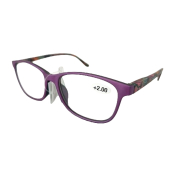 Berkeley Čtecí dioptrické brýle +2 plast fialové, barevné postranice 1 kus MC2193