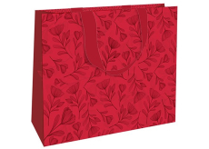 Nekupto Dárková papírová taška s ražbou 30 x 23 x 12 cm Červené kytky