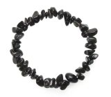 Obsidián černý náramek elastický sekaný přírodní kámen 19 cm, kámen záchrany