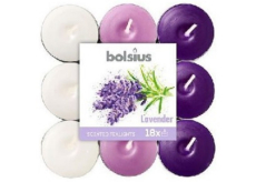 Bolsius Aromatic Lavender - Levandule tříbarevné vonné čajové svíčky 18 kusů, doba hoření 4 hodiny