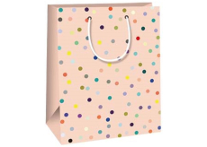 Ditipo Dárková papírová taška 18 x 10 x 22,7 cm Světle růžová barevné puntíky