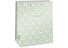 Ditipo Dárková papírová taška 32,4 x 10,2 x 45,5 cm bílá, čtyřlístky QXA