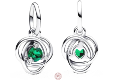 Charm Sterlingové stříbro 925 Zelený kruh věčnosti květen, přívěsek na náramek symbol