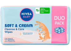 Nivea Baby Soft & Cream vlhčené čistící ubrousky 2 x 57 kusů, duopack