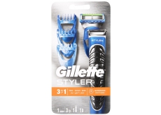 Gillette Fusion ProGlide Power Styler 3v1 bateriový holicí strojek se zastřihovačem + holicí hlavice + 3 x zastřihovací hřebínky + baterie, kosmetická sada pro muže