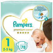 Pampers Premium Care 1 Newborn 2-5 kg plenkové kalhotky 78 kusů