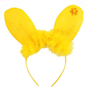 Čelenka uši s peříčkem žlutá 23 cm