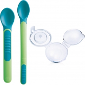Mam Feeding Spoons & Cover 2 fázová krmící lžička s ochranným krytem různé barvy 6+ měsíců 1 sada
