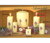 Lima Květina Levandule vonná svíčka slonová kost s obtiskem levandule válec 60 x 120 mm 1 kus