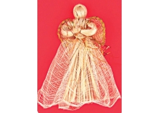Anděl zlatý dekor se zvlněnou sukní 17 cm