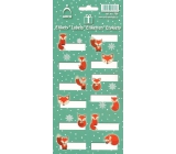 Arch Vánoční etikety samolepky Lišky zelený arch 12 etiket