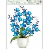 Okenní fólie bez lepidla orchideje modrá 42 x 30 cm
