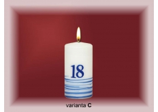Lima Jubilejní 18 let svíčka bílá zdobená válec 50 x 100 mm 1 kus