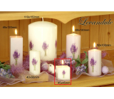 Lima Květina Levandule vonná svíčka světle fialová s obtiskem levandule krychle 45 x 45 mm 1 kus
