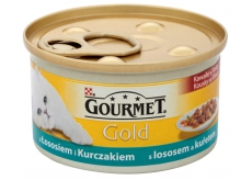 Gourmet Gold Cat Losos a kuřecí kousky konzerva pro dospělé kočky 85 g