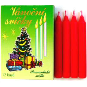 Romantické světlo Vánoční svíčky- krabička, hoření 90 minut červené 12 kusů
