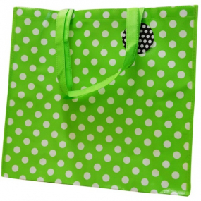 RSW Nákupní taška s potiskem Puntíky zelená 43 x 40 x 13 cm