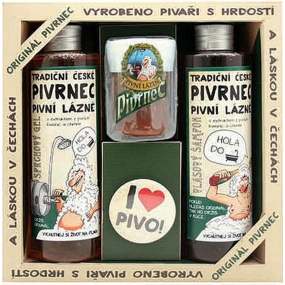 Bohemia Gifts Pivrnec sprchový gel 250 ml + šampon na vlasy 250 ml + toaletní mýdlo 70 g + button I love pivo, kosmetická sada