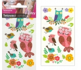 Tetovací obtisky barevné dětské s glitry Sovy 10,5 x 6 cm