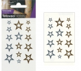 Tetovací obtisky zlaté a stříbrné Hvězdy 10,5 x 6 cm