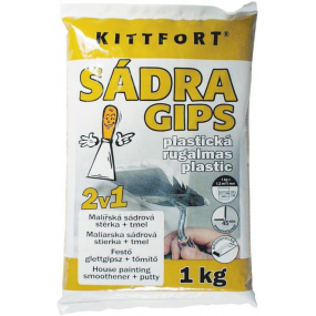 Kittfort Sádra Gips plastická 2v1 malířská sádrová stěrka + tmel 1 kg
