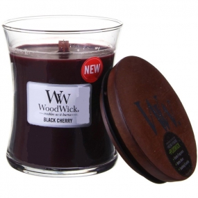 WoodWick Black Cherry - Černá třešeň vonná svíčka s dřevěným knotem a víčkem sklo střední 275 g