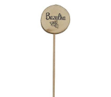 Bohemia Gifts Dřevěný zápich k bylinkám s potiskem - Bazalka průměr kolečka je 5 - 8 cm