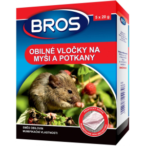 Bros Obilné vločky proti myším, krysám a potkanům 5 x 20 g