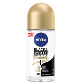 Nivea Invisible Black & White Silky Smooth kuličkový antiperspirant deodorant roll-on pro ženy 50 ml