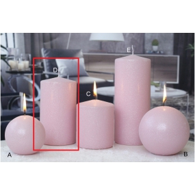 Lima Ice pastel svíčka růžová válec 80 x 150 mm 1 kus