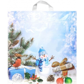 Press Igelitová taška 43,5 x 46 cm Sněhulák, ptáček, dárek