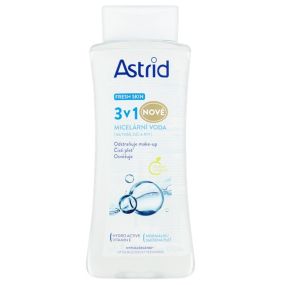 Astrid Fresh Skin 3v1 Micelární voda odstraňuje make up, čistí, osvěžuje na tvář, oči a rty pro normální až smíšenou pleť 400 ml
