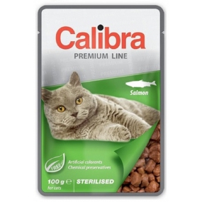 Calibra Premium Losos v omáčce kompletní krmivo pro dospělé sterilizované kočky kapsa 100 g
