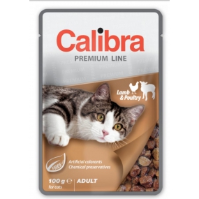 Calibra Premium Jehněčí a drůbeží v omáčce kompletní krmivo pro dospělé kočky kapsa 100 g